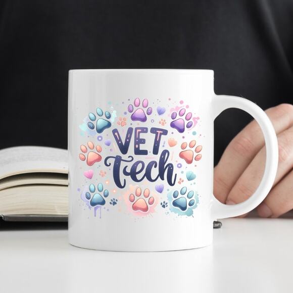 other Other - Vet Tech Pawprint 15 oz Coffee Mug Funny Cute Gift White Mug R50